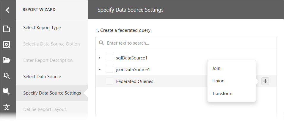 Query Report Wizard Example Specify Data Source Settings (Data Federation) | End-user Documentation ...