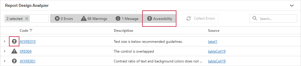 Accessibility validation button